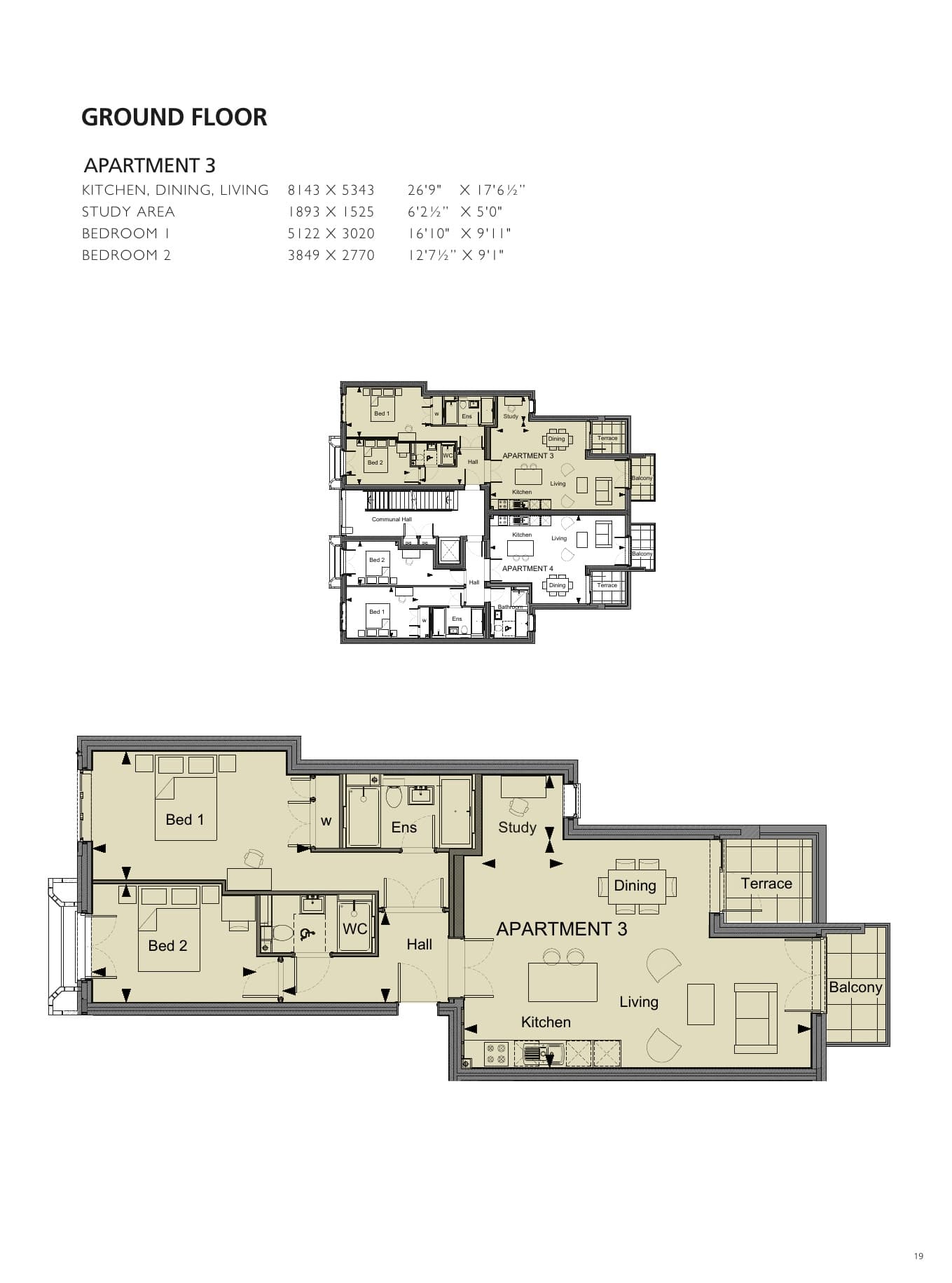 Floorplan for Apartment 3, Ardmore Place
