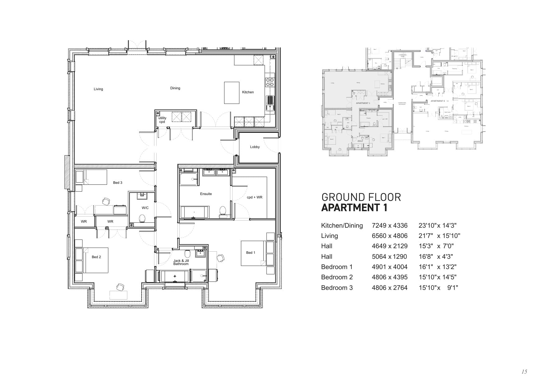 Floorplan for Apartment 1, Shalford Lodge