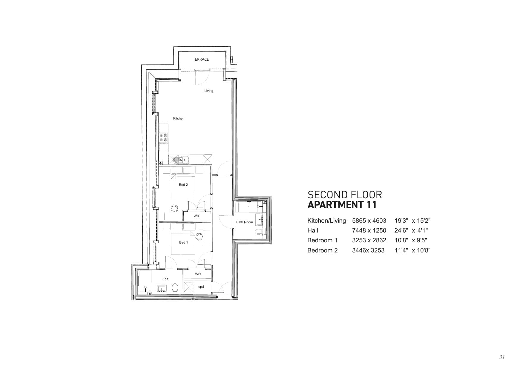 Floorplan for Apartment 11, Shalford Lodge
