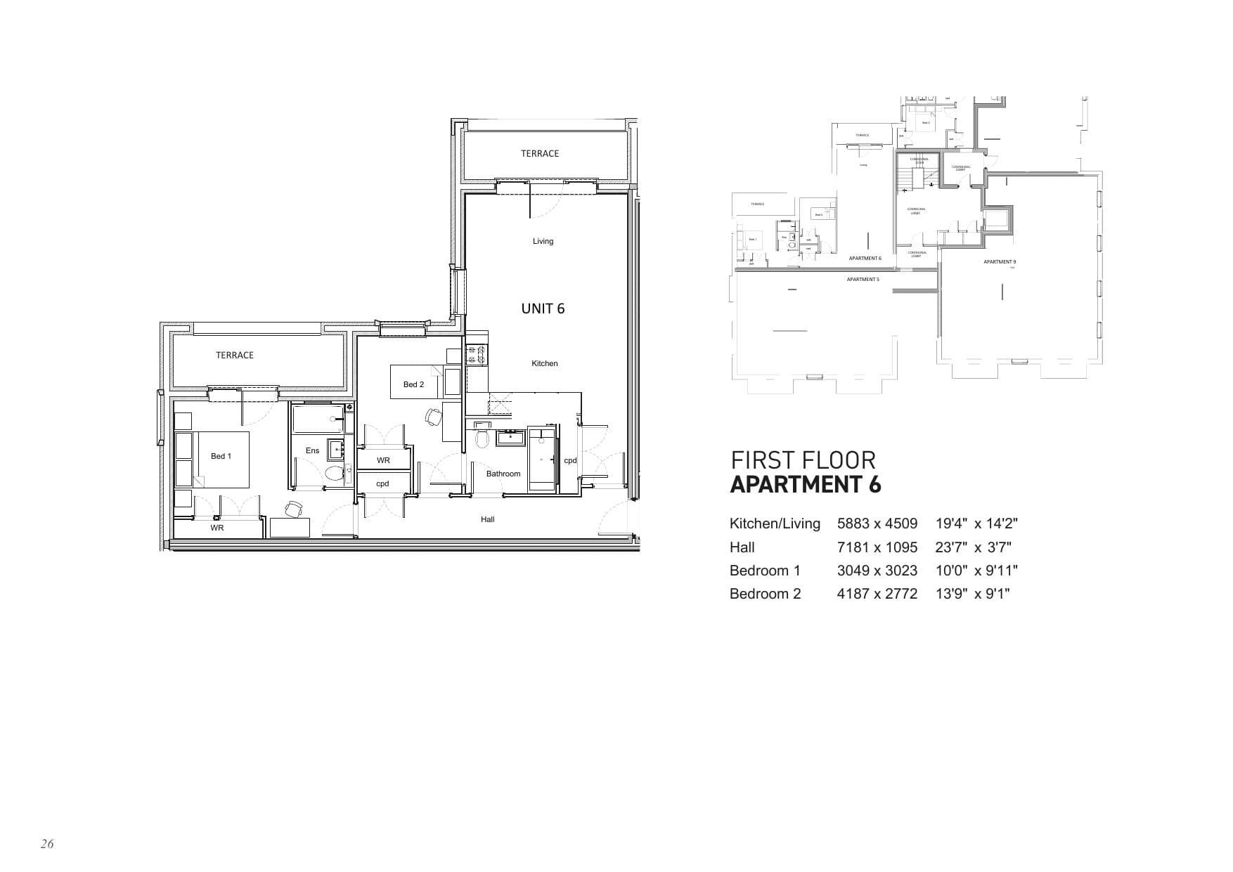 Floorplan for Apartment 6, Shalford Lodge