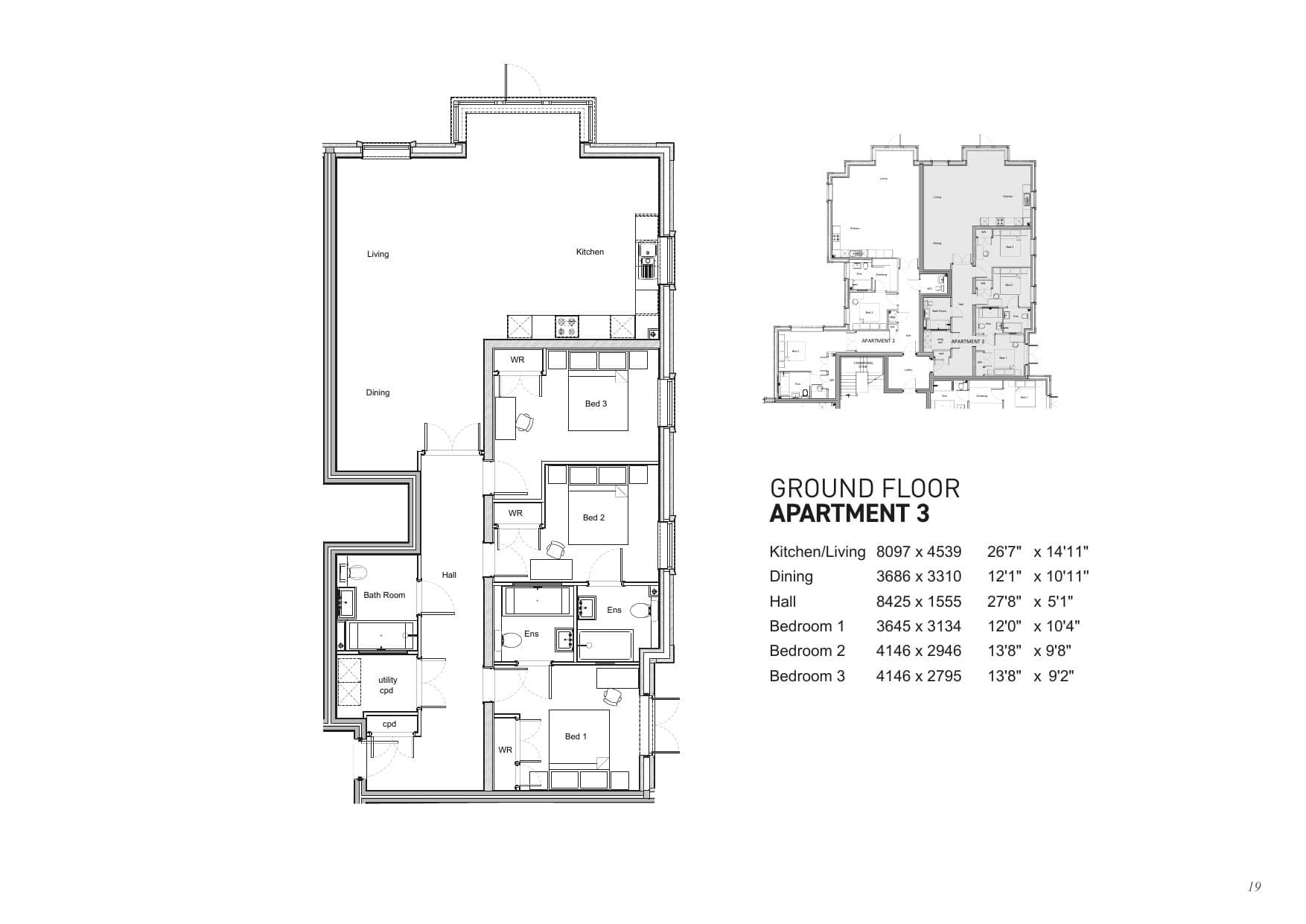 Floorplan for Apartment 3, Shalford Lodge