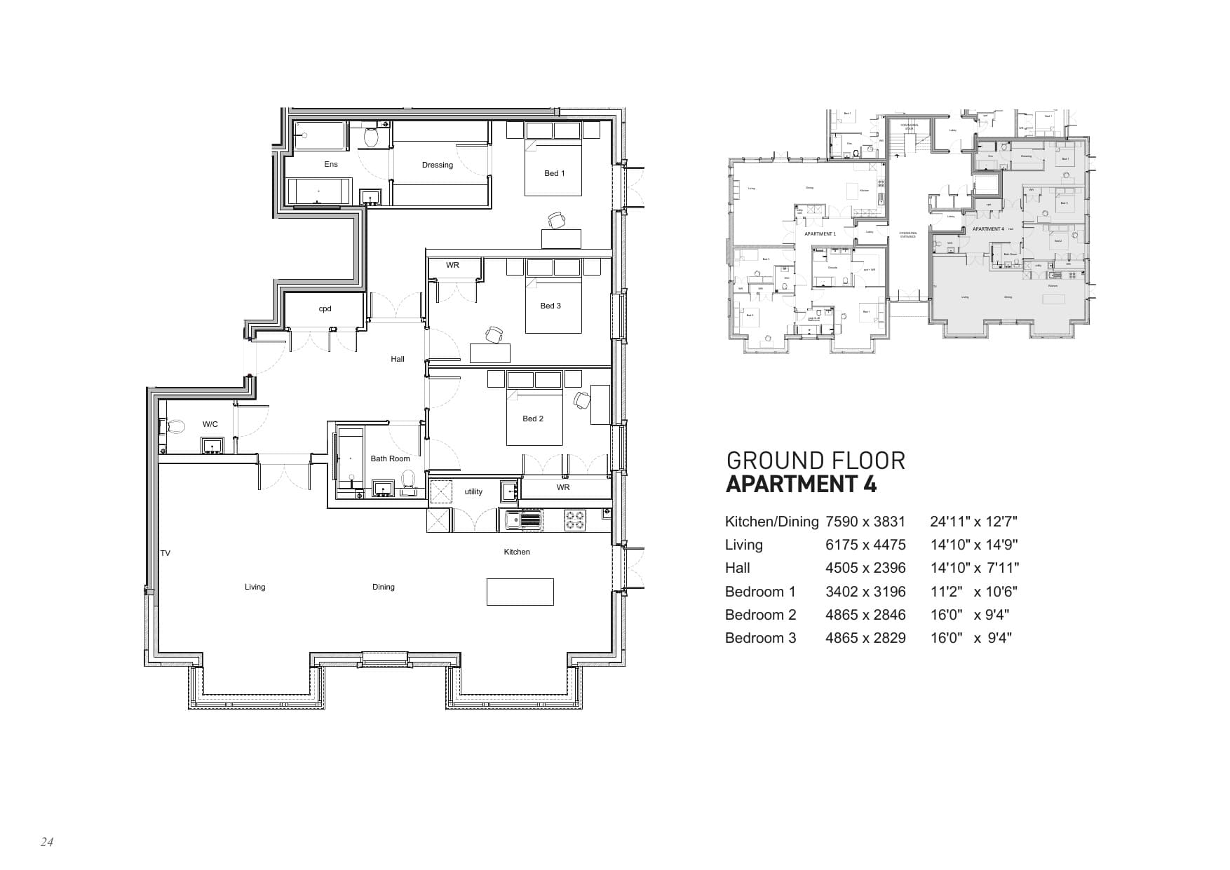 Floorplan for Apartment 4, Shalford Lodge