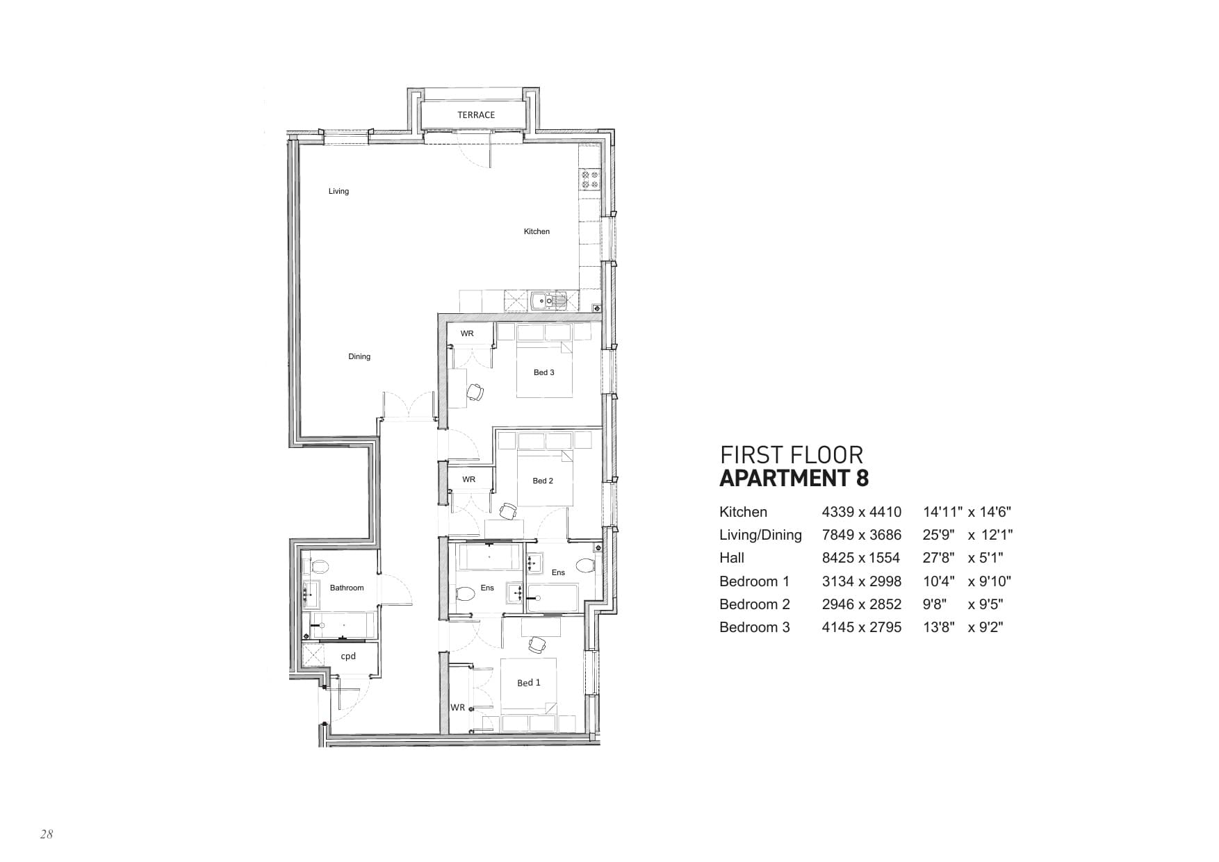 Floorplan for Apartment 8, Shalford Lodge